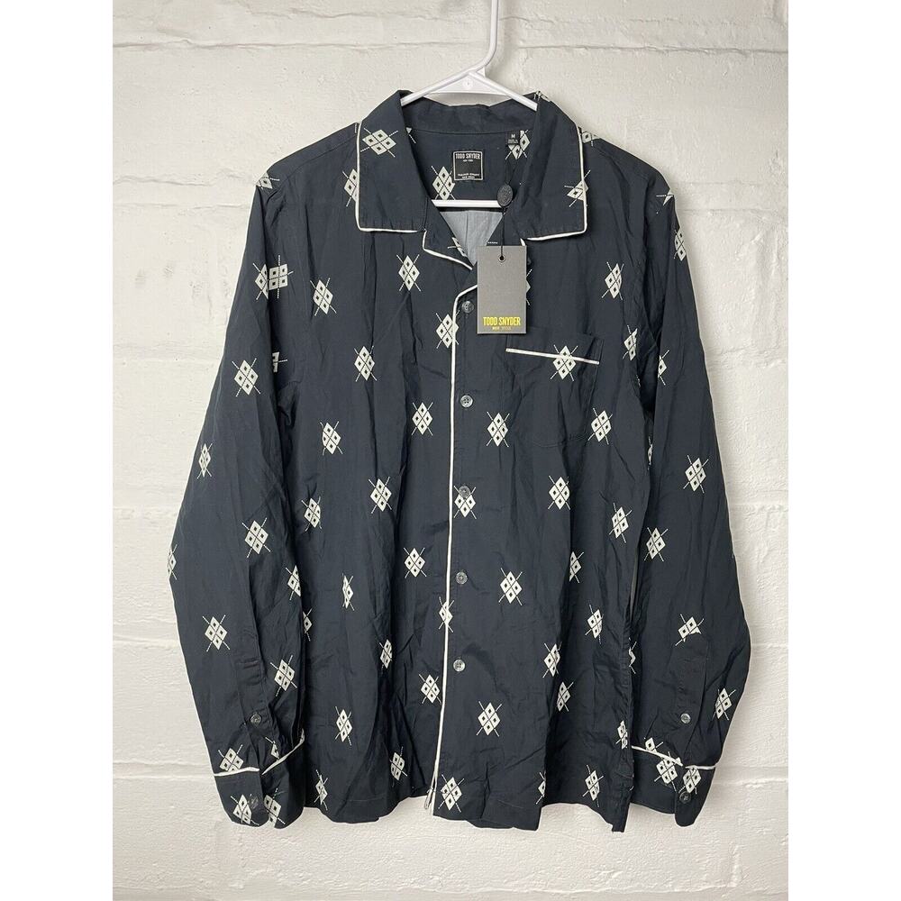 TODD SNYDER NYC SIZE M Pajamas COTTON LOUNGE SHIRT $228 Diamond Print